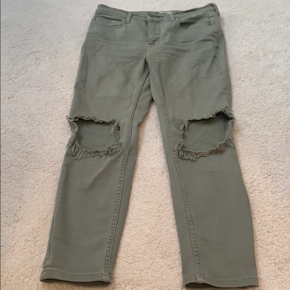 Green Free People Skinny Jeans